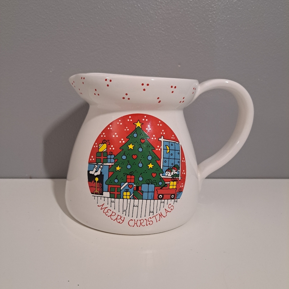 VTG LILLIAN VERNON 1983 MERRY CHRISTMAS PITCHER - CERAMIC MADE IN‎ ITALY